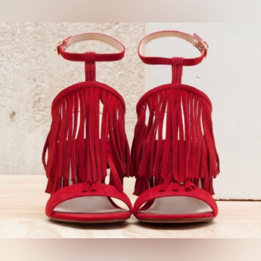 Bershka Red Fringe heels